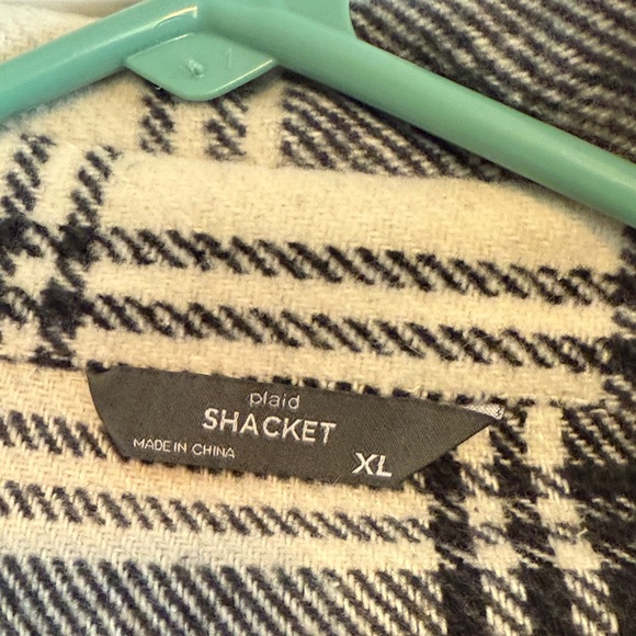 Plaid Gray and White Women's Shacket - Picture 2 of 6